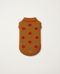 Load image into Gallery viewer, Brown dog sweater with strawberry pattern on a white background