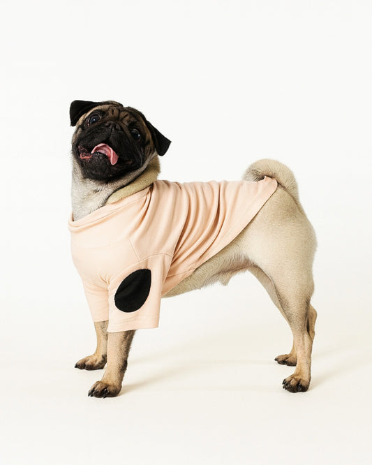 Pug wearing a light pink - Mascotas High-Neck Shirt for dog 