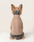 Load image into Gallery viewer, Dog wearing a beige knitted sweater on a white background
