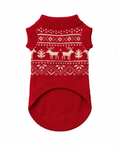 Load image into Gallery viewer, Red dog sweater with reindeer pattern on a white background
