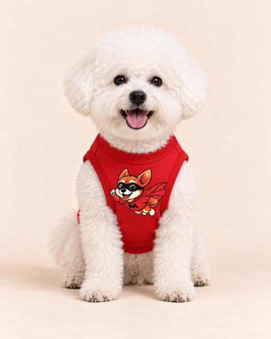 Hero Hound Flight Tee | Red Superhero Dog Shirt