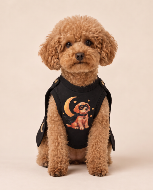 Midnight Guardian Superhero Dog Costume with Cape