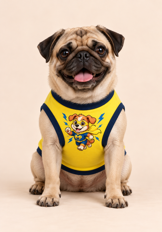 Lightning Pup Hero Tee | Yellow Superhero Dog Shirt