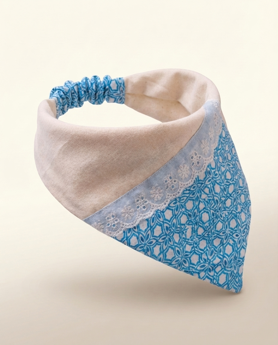 White & Blue Lace Bandana