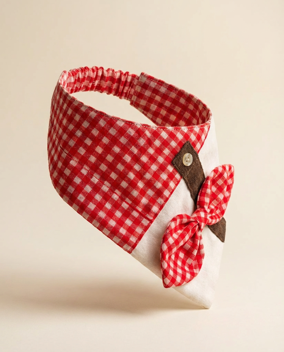 Red Bow Gingham Bandana