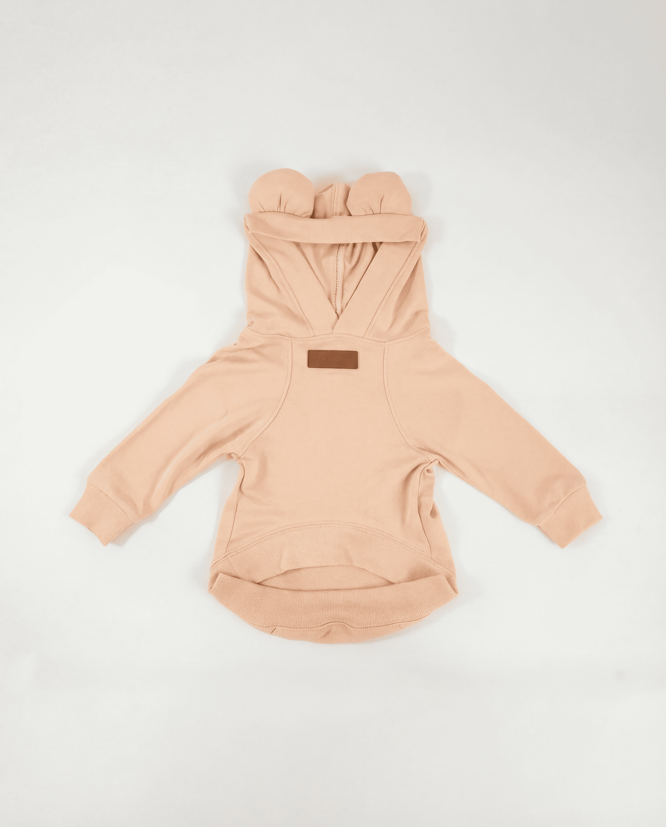 Beige baby romper with hood - Front view of Snuggle Snitch Hoodie, stylish dog hoodies