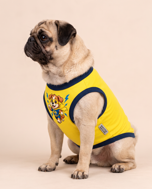 Lightning Pup Hero Tee | Yellow Superhero Dog Shirt