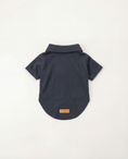 Load image into Gallery viewer, Dark gray dog polo shirt with a brand label - Timeless Pique Polo mascotas dog clothibg
