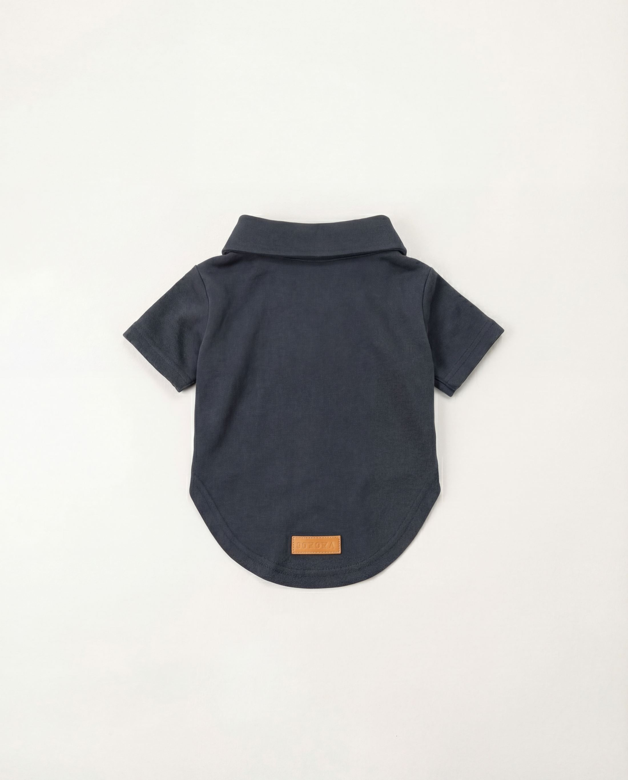 Dark gray dog polo shirt with a brand label - Timeless Pique Polo mascotas dog clothibg